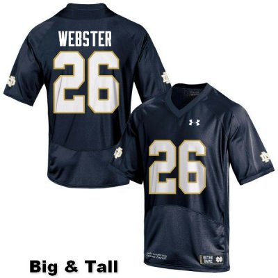 Notre Dame Fighting Irish Men's Austin Webster #26 Navy Blue Under Armour Authentic Stitched Big & Tall College NCAA Football Jersey RNK2899ZF